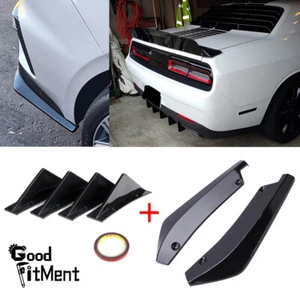 For Dodge Challenger Rear Diffuser Bumper Fins Lip Spoiler Wrap Angle Splitters - Picture 1 of 12