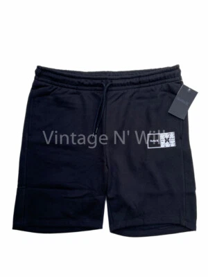 Pantalones cortos deportivos Hurley para hombre negros/blancos naturales con logotipo de palmera marina polar Foto 1 de 4