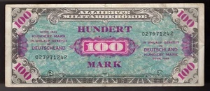 1944 Germany  100 mark - WWII Allied Military Currency, Pic# 197a W/F - Picture 1 of 2