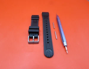 SEIKO GENUIE WAFFLE BLACK MEN RUBBER WATCH BAND 20MM * FREE SHIPPING - Picture 1 of 4