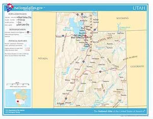 Mapa de pared laminado de referencia del estado de Utah - Imagen 1 de 1