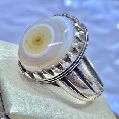 fuerte anillo de plata de ley 925 para hombre ágata yemení piedra aqeeq عقيق جزع بقراني Foto 1 de 4