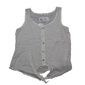 Camicia attiva donna S bianca scollo a scoop bottoni cravatta davanti top senza maniche - Foto 1 di 14