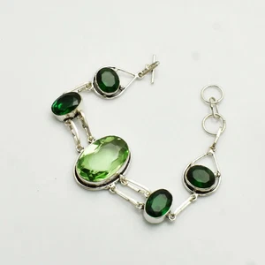 Peridot Green Quartz Gemstone Ethnic Handmade Bracelet Jewelry 18 Gms AB 13918 - Picture 1 of 1