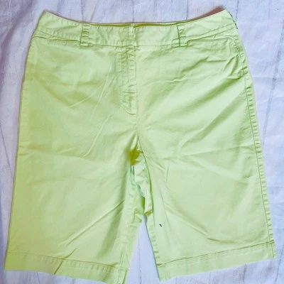 Pantalones cortos largos elásticos de algodón Chartreuse talla 14 Talbots vintage prístinos Y2K para mujer Foto 1 de 4