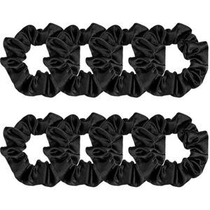 8er Pack Satin Seide Scrunchies für Frauen, weiche elastische Haargummis schwarz & bunt - Bild 1 von 12