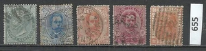 Italien Klassik Briefmarken - Lot von 5 gest. - 1863-1893 gemischte Ausgaben - Bild 1 von 2