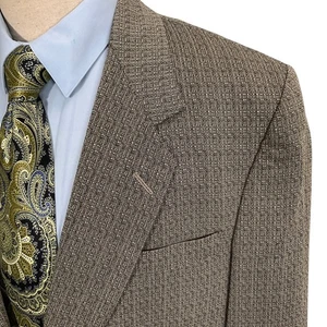 Cerruti 1881 Herren 47XL Beige Schwarz Maßanfertigung Wolle Seide Luxus Sakko Vintage - Bild 1 von 11