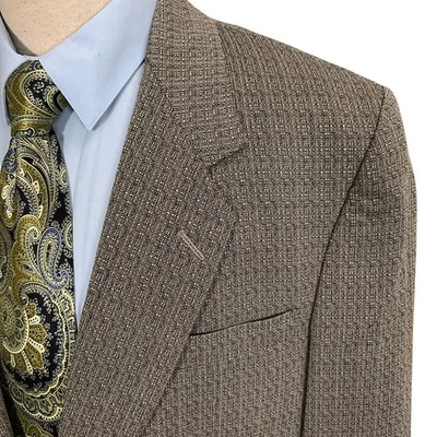 Chaqueta de Lujo Cerruti 1881 Para Hombres 47XL Beige Negra A Medida Lana Seda De Colección Foto 1 de 4