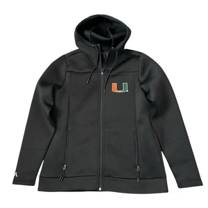 U of Miami Hurricanes Hoodie Jacket Womens Size L Black Spandex Scuba Fabric - Picture 1 of 9