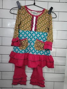 Flit & Flitter Girls Size 3t Pre-school Play Artsy Boho Petal Pink Outfit *Read - Picture 1 of 11