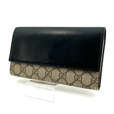 GUCCI GG Supreme PVC Cartera Larga Cuero Negro Cartera Auténtica de Japón Foto 1 de 4