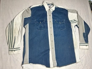 Vintage Wrangler Brushpopper Shirt 17.5 X 35 Faded Cowboy Western Striped - Picture 1 of 8