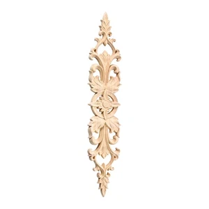 1/4pz Squisita Applique in Legno Intagliato Onlay Non Verniciata Mobili Porta Angolo Decalcomania - Foto 1 di 10