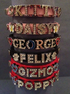 3x (Bulk) BLING PERSONALISED Cat/Kitten SAFETY Collars.  - Picture 1 of 10