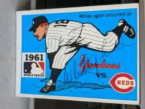 Ford Fleer Laughlin 1971 blanco de colección tarjeta firmada 1961 Yankees vs Reds - Imagen 1 de 1
