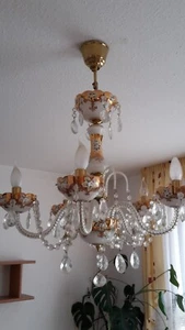 Kronleuchter modern, mit sehr schöner Goldbemalung auf Glas - Bild 1 von 1