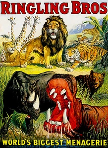 Ringling Brothers - World's Biggest Menagerie - 1918 - Circus Show Poster - Bild 1 von 1