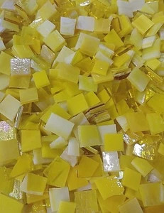 Mosaic Glass: YELLOW, 5 ounce Stained Glass Pack (about 100 Hand Cut Pieces) - Picture 1 of 1