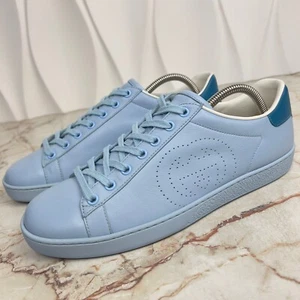 Original Gucci Ace Interlocking GG Sneaker Turnschuhe Blau Leder 10 US oder 40 EU - Bild 1 von 14