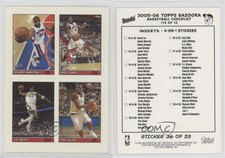 2005-06 Bazooka 4-on-1 Stickers Richard Hamilton Eddie Jones JR Smith Tony Allen