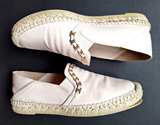 Salvatore Ferragamo Beige Loafer Flats with Gold Decorative Detail Size 8