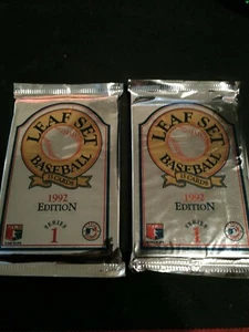 1992 Leaf Set Serie 1 Baseball Karten Packung versiegelt/ungeöffnet beide Packungen - Bild 1 von 2
