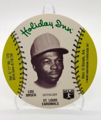 Lou Brock 1977 Holiday Inn MSA Baseball Card St. Louis Cardinals HOF - Image 1 of 4