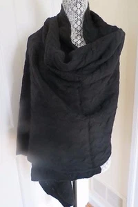Thick Portolano Large Black Cashmere Cabled Wrap - $508 – NWT - Picture 1 of 6