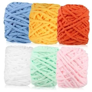 Chenille Fluffy Yarn, Thick Chunky Blanket Yarn for Crocheting Plush Fresh - Picture 1 of 7