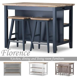 Florence Breakfast Bar with 2 large shelves. Small kitchen island with storage. - Picture 1 of 27