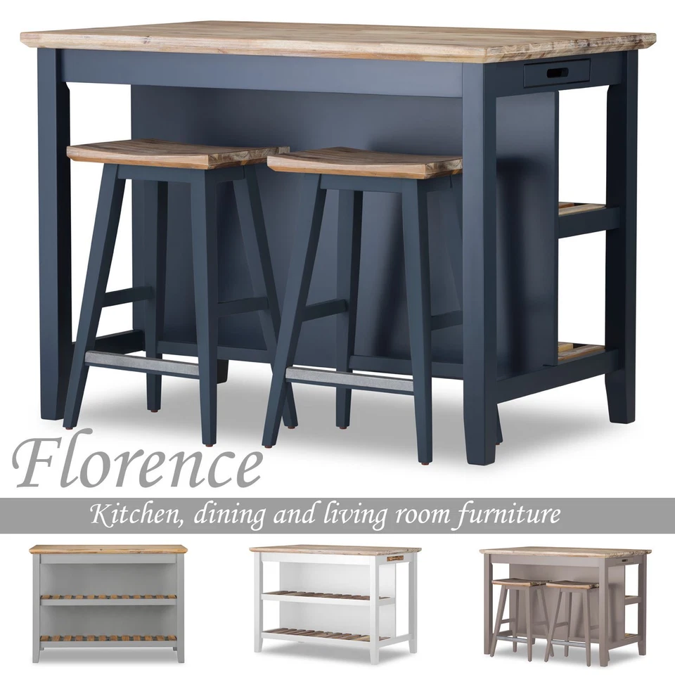 Florence Breakfast Bar with 2 large shelves. Small kitchen island with storage. - Image 1 of 1