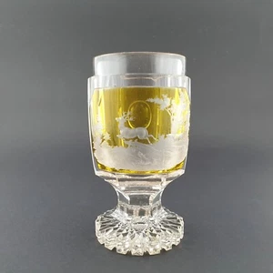 Biedermeier - Fußbecherglas mit Jagdszene Hirsch und Hunde. Böhmen, um 1840. - Picture 1 of 10