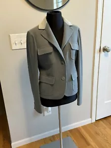 Loro Piana Cashmere Womens Sz 44 / US M Jacket Blazer Gray Blue Sueded Collar - Picture 1 of 6