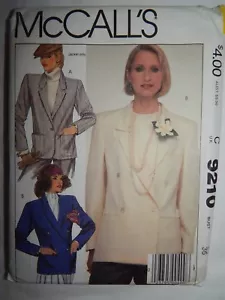 Boyfriend Jacket Blazer 14 Block Shoulders McCalls 9210 Sewing Pattern VTG 80s - Picture 1 of 5
