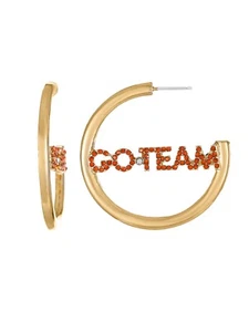 Packed Party Goldtone Go Team Hoop Earrings, Female, 1 Pair Sport - Picture 1 of 2