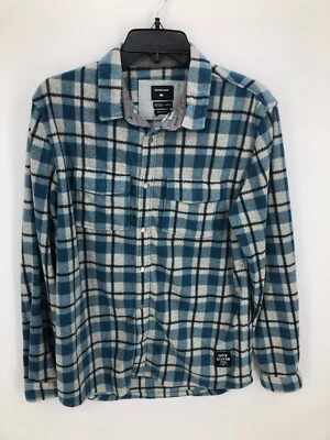 Рубашка мужская Quiksilver Smal синяя клетчатая мягкая флисовая с длинным рукавом на пуговицах повседневная - Изображение 1 из 4