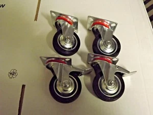 Transportrollen 75 mm Set Schwerlastrollen Lenkrolle mit Bremse Möbelrollen Lenk - Bild 1 von 4