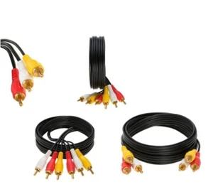 New 3 RCA Male to 3 RCA Male Cable Cord Audio/Video TV DVD VCR Composite LOT - Picture 1 of 14