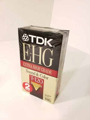 TDK E-HG T-120 SELLADO PAQUETE DE 2 CINTAS VHS EN BLANCO SONIDO Y COLOR GRADO EXTRA ALTO Foto 1 de 3