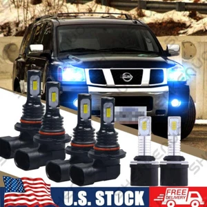 For Nissan Armada 2005-2010 - 8000K LED Headlight Hi/Lo + Fog Light Bulbs Qty 6 - Foto 1 di 12