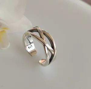 Chunky Silver Ring ,Silver Boho Ring , Adjustable Silver Ring , Dainty Ring, - Picture 1 of 5