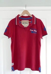 RED HERRING Men's Polo T-Shirt In Red With Front & Back Logo - Size L - Picture 1 of 4