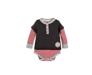 NEW Burt's Bees Baby Baby Boys Organic Henley 2Fer Bodysuit Szs 6-9Month/12Month - Picture 1 of 2