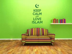 Keep Calm and Love Islam Wall Art Quote, Wall Sticker, Modern Decal Transfer - Picture 1 of 12