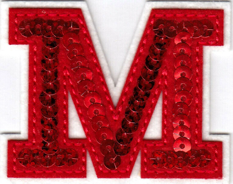 LETTERS - Red Sequin  2" Letter M Iron On Patch - Image 1 of 1