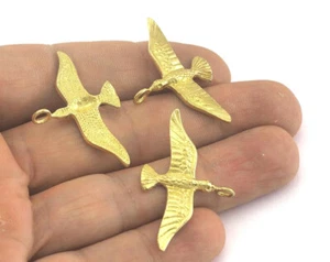 Albatross Bird pendant finding Raw Brass 39x24 mm 277 - Picture 1 of 2