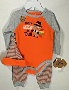 NWT Baby's Essentials 3-piece "Coolest Turkey in Town" Outfit Thanksgiving 6m - Picture 1 of 4