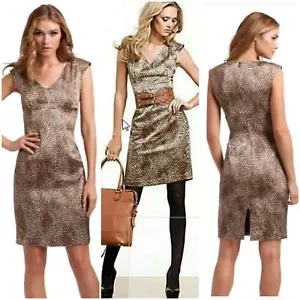 NWT guess by marciano Clay Baby Cheetah SILK Cap-Sleeve Dress size 2 - Picture 1 of 6