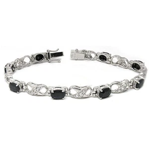 Brazalete Infinito De Buman Plata Esterlina Zafiro y Topacio Blanco, 7,7 pulgadas - Imagen 1 de 4